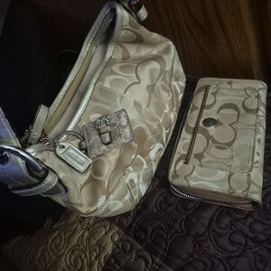 Coach Beige and Cream Shoulder Bag Set